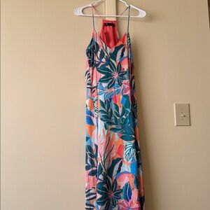 Leslie Fay Coral and Blue Floral Dress